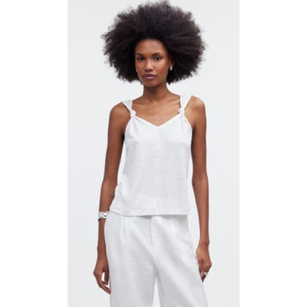 Madewell Knotted Strap Tank Top White NWT S